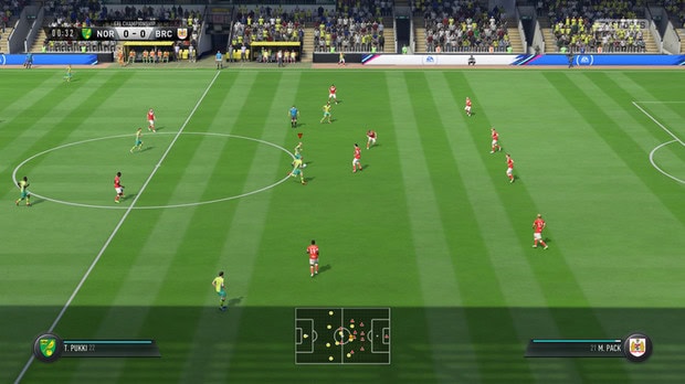 Vähän kauempaa katsottuna ottelu näyttää aivan tv-lähetykseltä. Pelaajien animaatio kuitenkin tökkii välillä, mikä rikkoo immersiota pahasti.